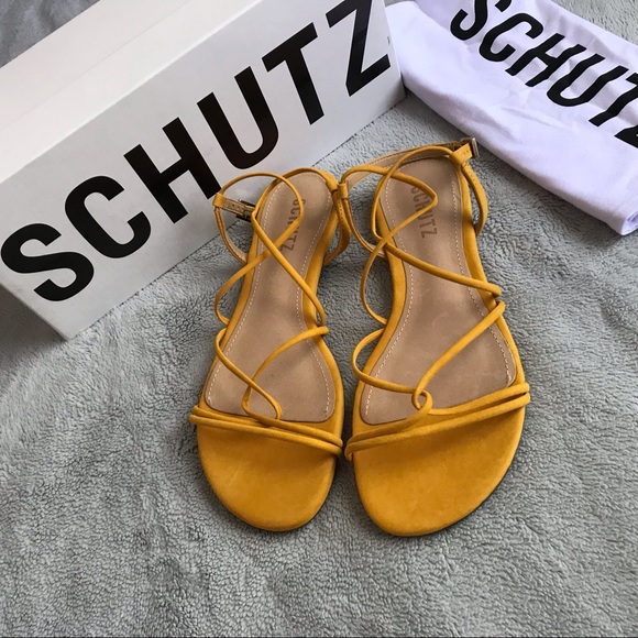 SCHUTZ Shoes - NWT Schutz Boyet Suede Sandal Marygold Yellow NIB